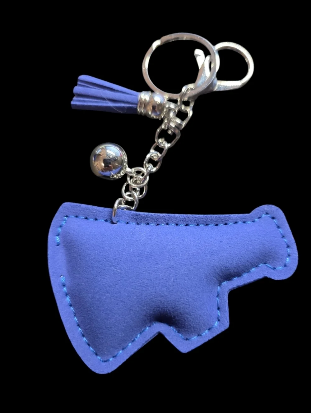 Blue Rhinestone 'CHEER' Megaphone Keychain with Blue Tassel
